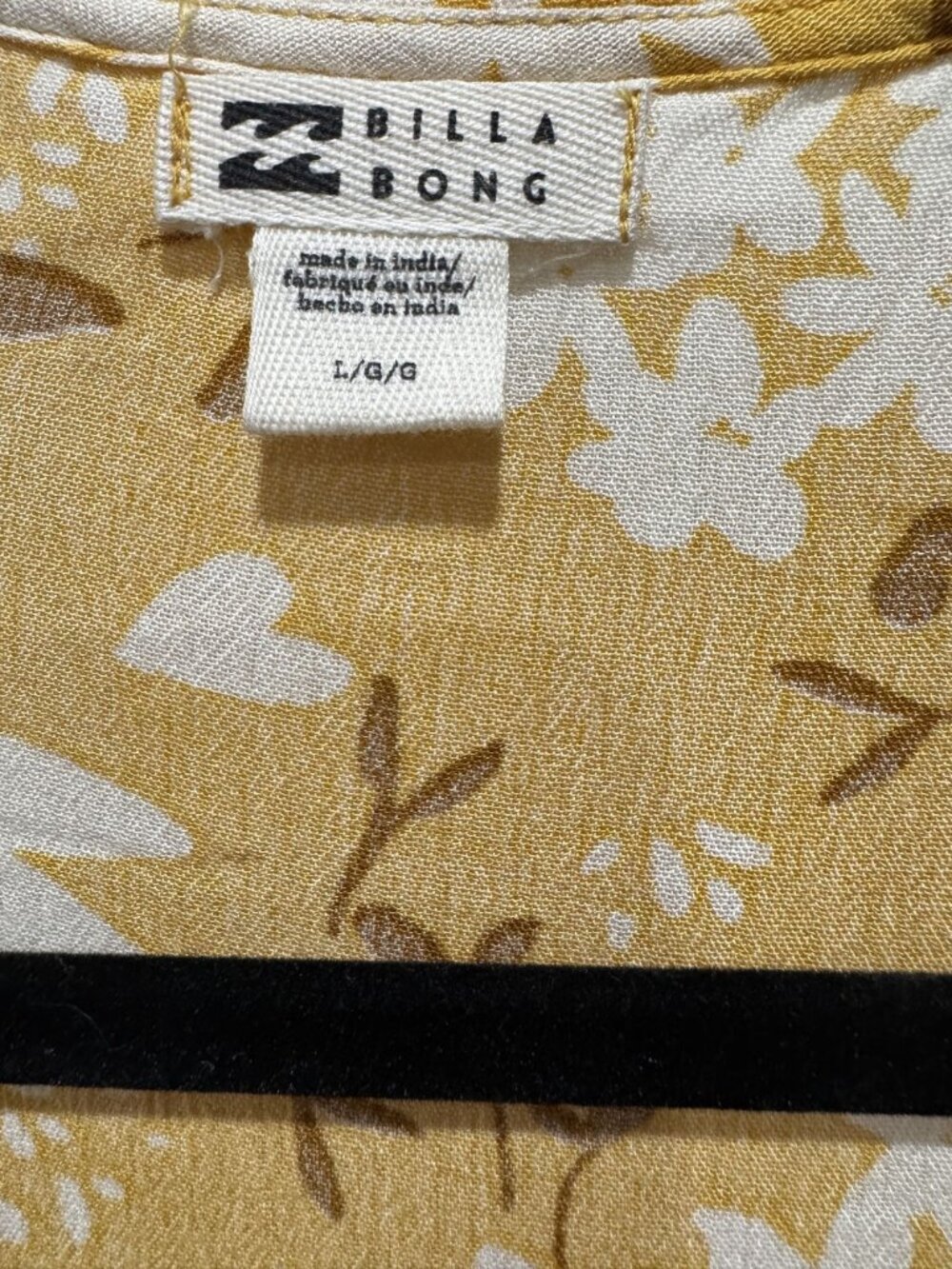 Billabong Women's Yellow Floral Long Sleeve Mini Dress Button Front Size L - Picture 5 of 6